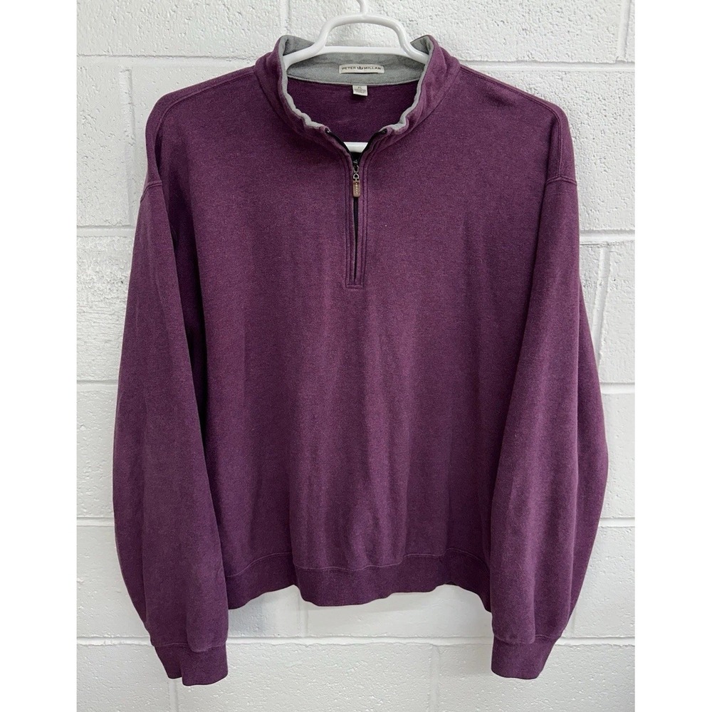 Peter Millar Quarter Zip Sweater Purple Crown Comfort Cotton / Mens XL